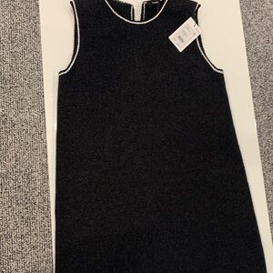 Theory Girls' Black Sleeveless Dress with White Contrast Trim